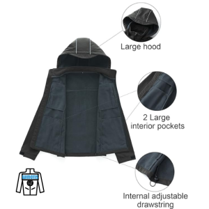 CREATMO US Men's Softshell Military Jacket with Removable Hood